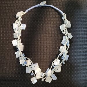 Elegant Blue Beaded  Made Of Natural Mother-Of-Pearl Necklace